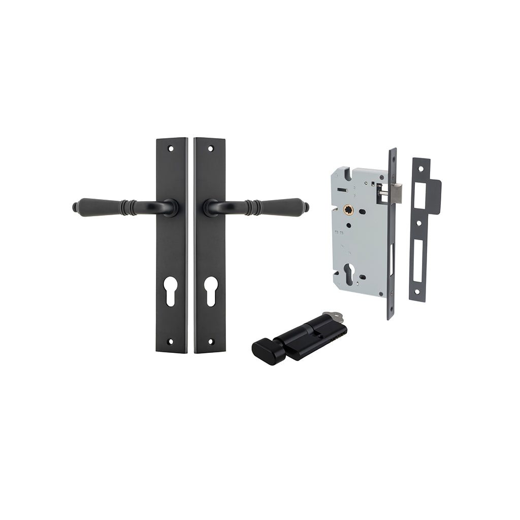 Sarlat Lever - Rectangular Backplate Matt Black / Entrance / Entrance Kit (Key-Thumb)