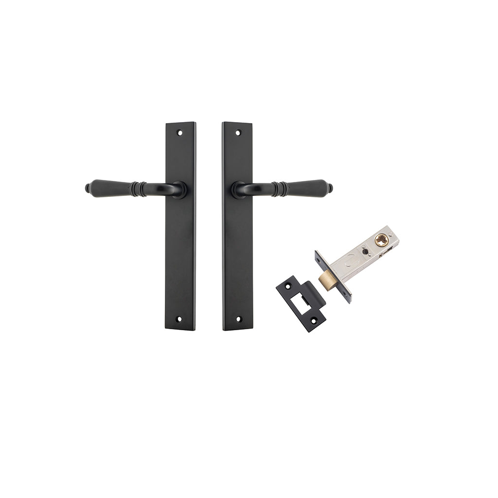 Sarlat Lever - Rectangular Backplate Matt Black / Passage / Passage Kit