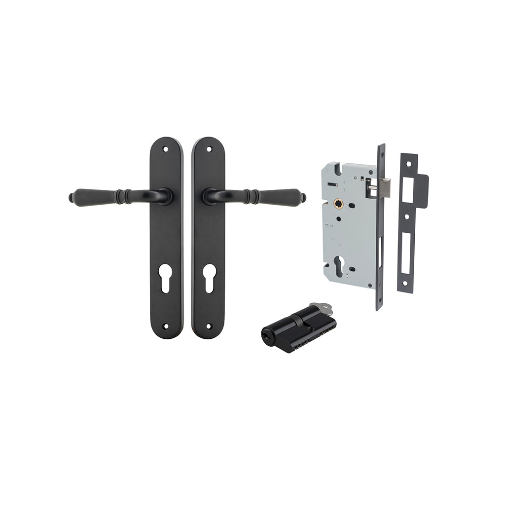 Sarlat Lever - Oval Backplate Matt Black / Entrance / Entrance Kit Dual Function (Key-Key)