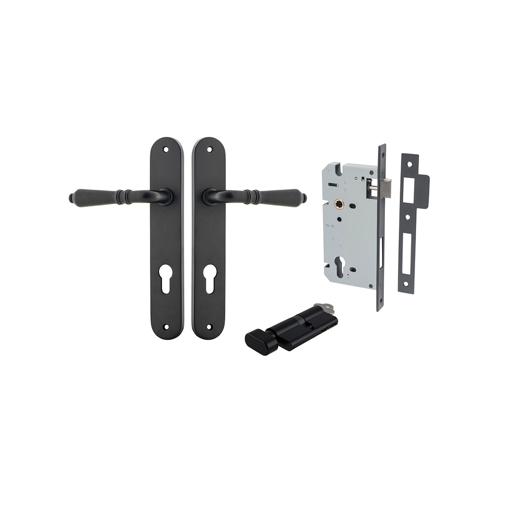 Sarlat Lever - Oval Backplate Matt Black / Entrance / Entrance Kit (Key-Thumb)