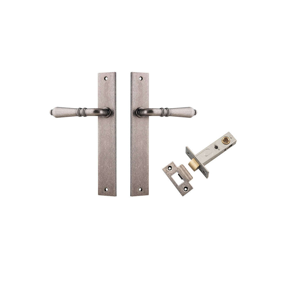 Sarlat Lever - Rectangular Backplate Distressed Nickel / Passage / Passage Kit