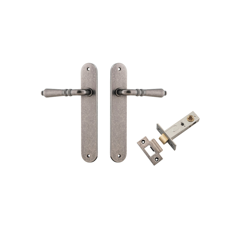 Sarlat Lever - Oval Backplate Distressed Nickel / Passage / Passage Kit
