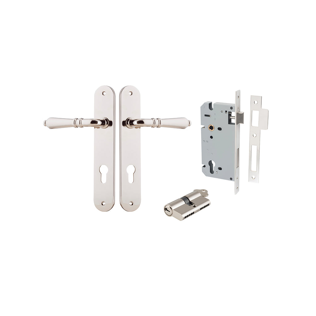 Sarlat Lever - Oval Backplate Polished Nickel / Entrance / Entrance Kit Dual Function (Key-Key)