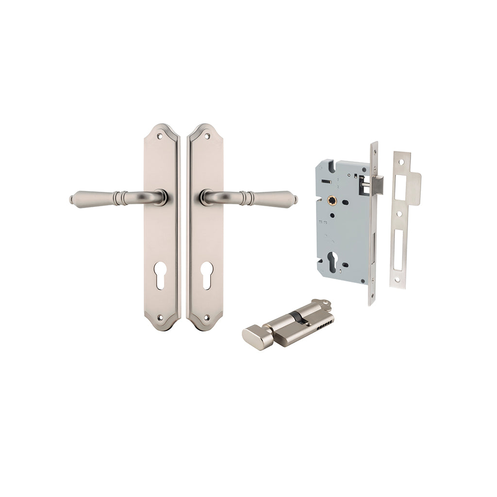 Sarlat Lever - Shouldered Backplate Satin Nickel / Entrance / Entrance Kit (Key-Thumb)