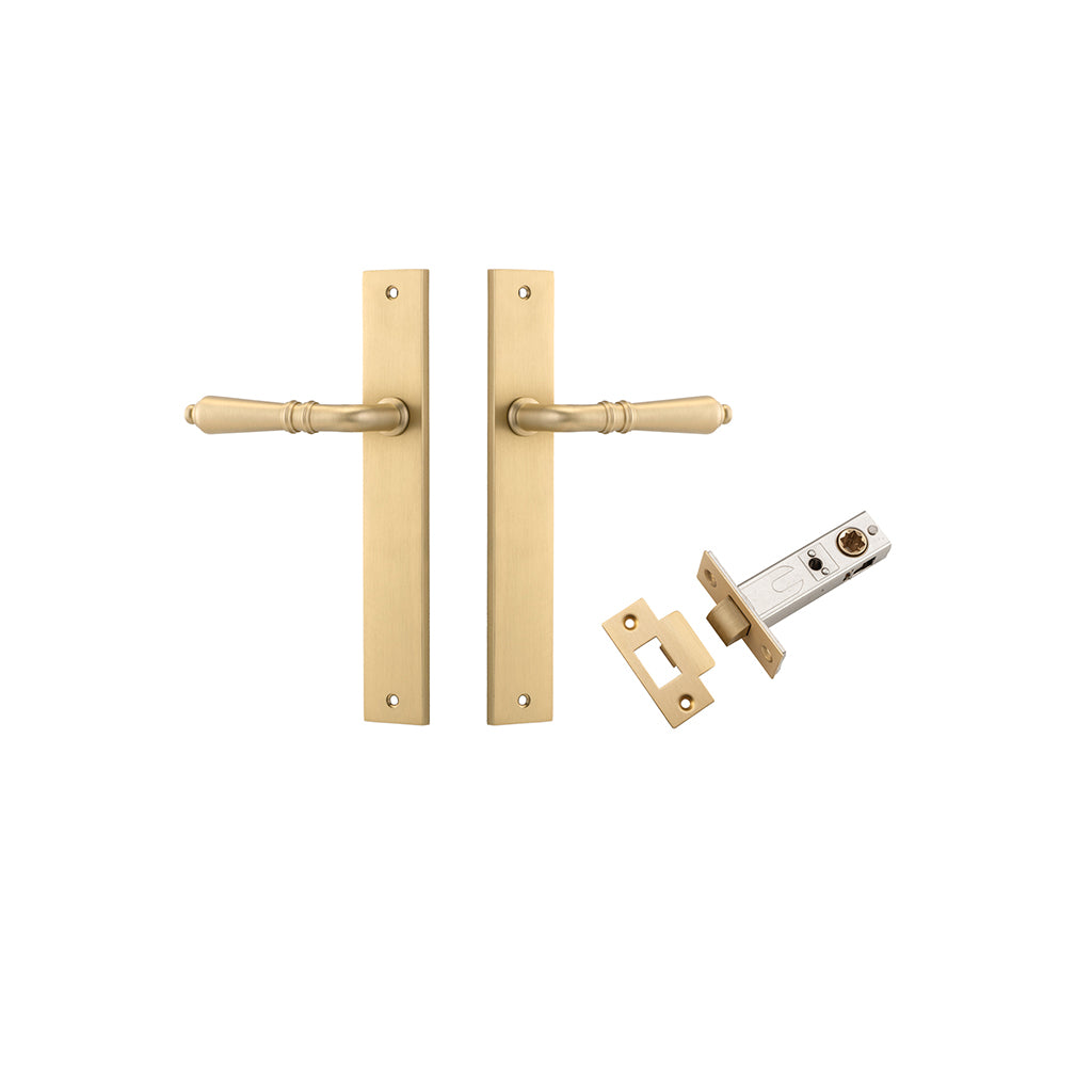 Sarlat Lever - Rectangular Backplate Brushed Brass / Passage / Passage Kit