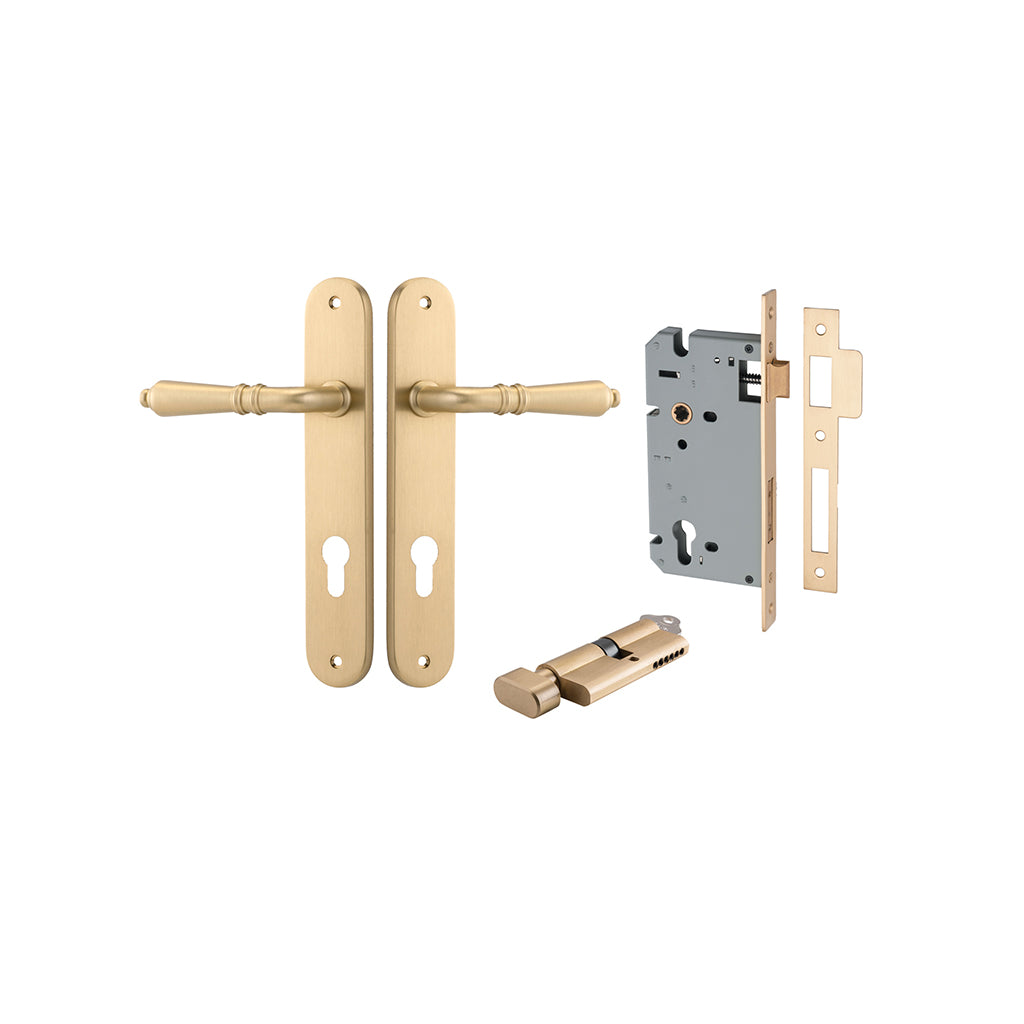 Sarlat Lever - Oval Backplate Brushed Brass / Entrance / Entrance Kit (Key-Thumb)