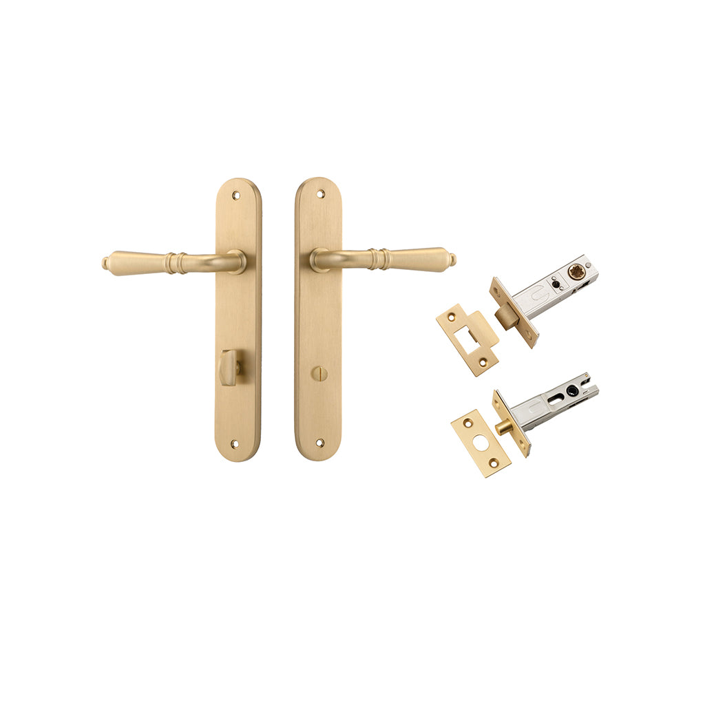 Sarlat Lever - Oval Backplate Brushed Brass / Privacy / Separate Privacy Kit