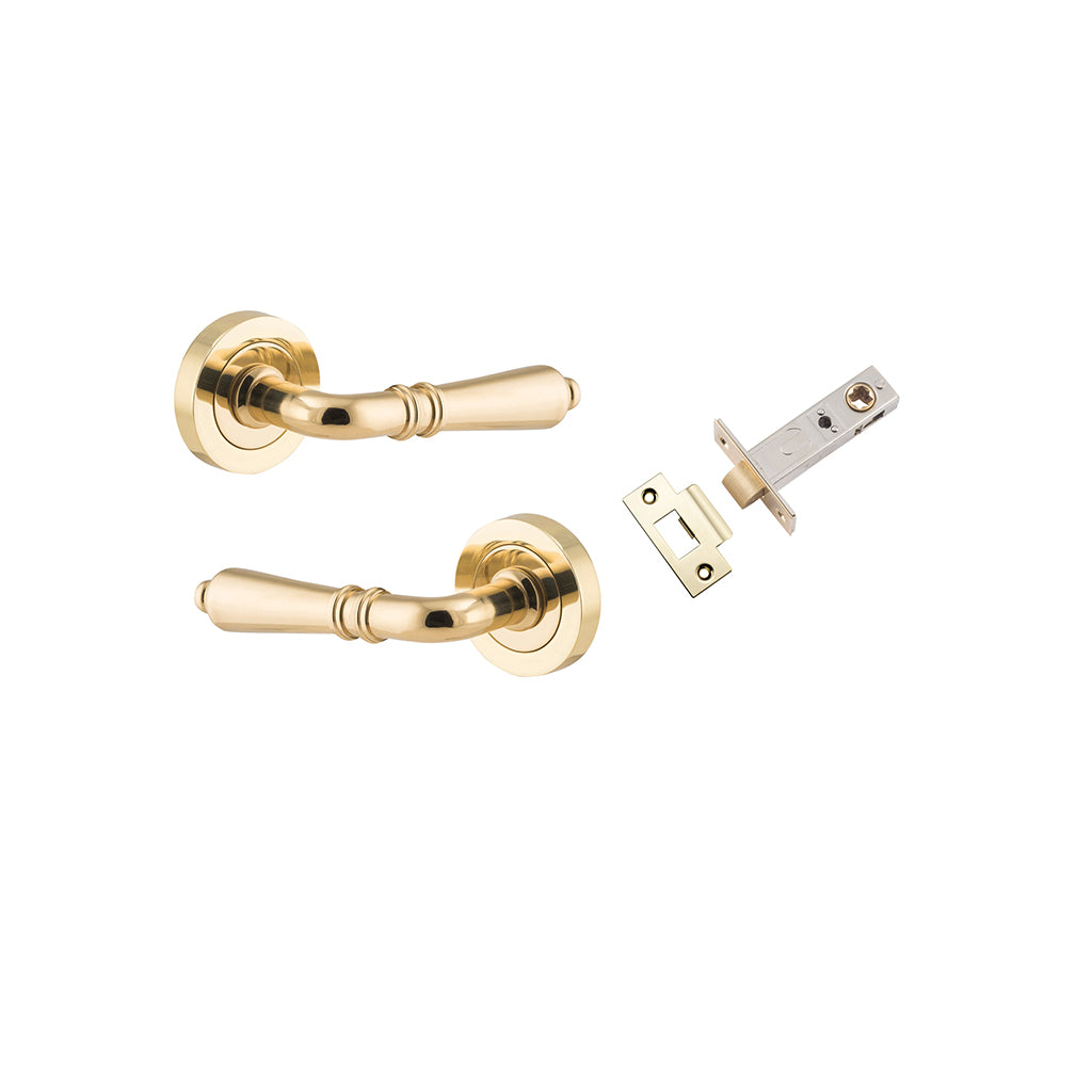 Sarlat Lever - Round Rose Polished Brass / Passage / Passage Kit