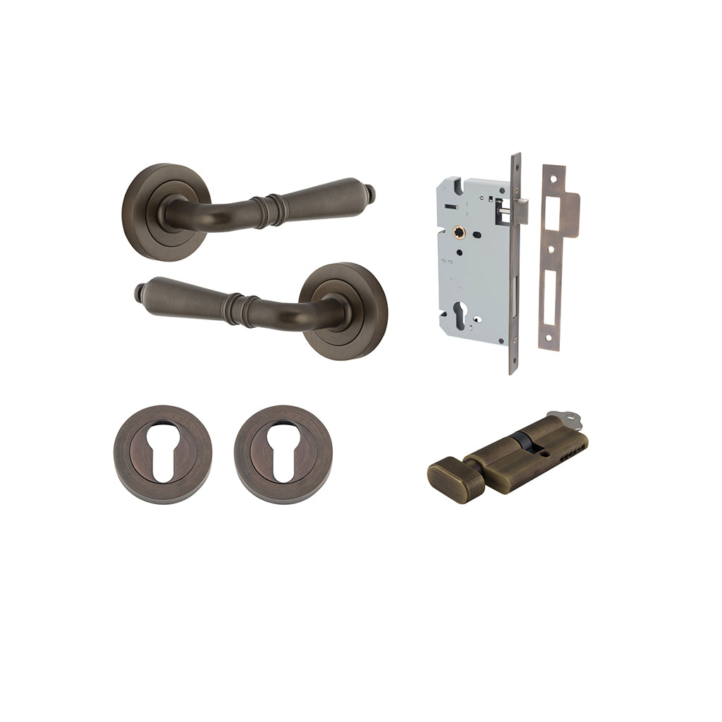 Sarlat Lever - Round Rose Signature Brass / Entrance / Entrance Kit (Key-Thumb)