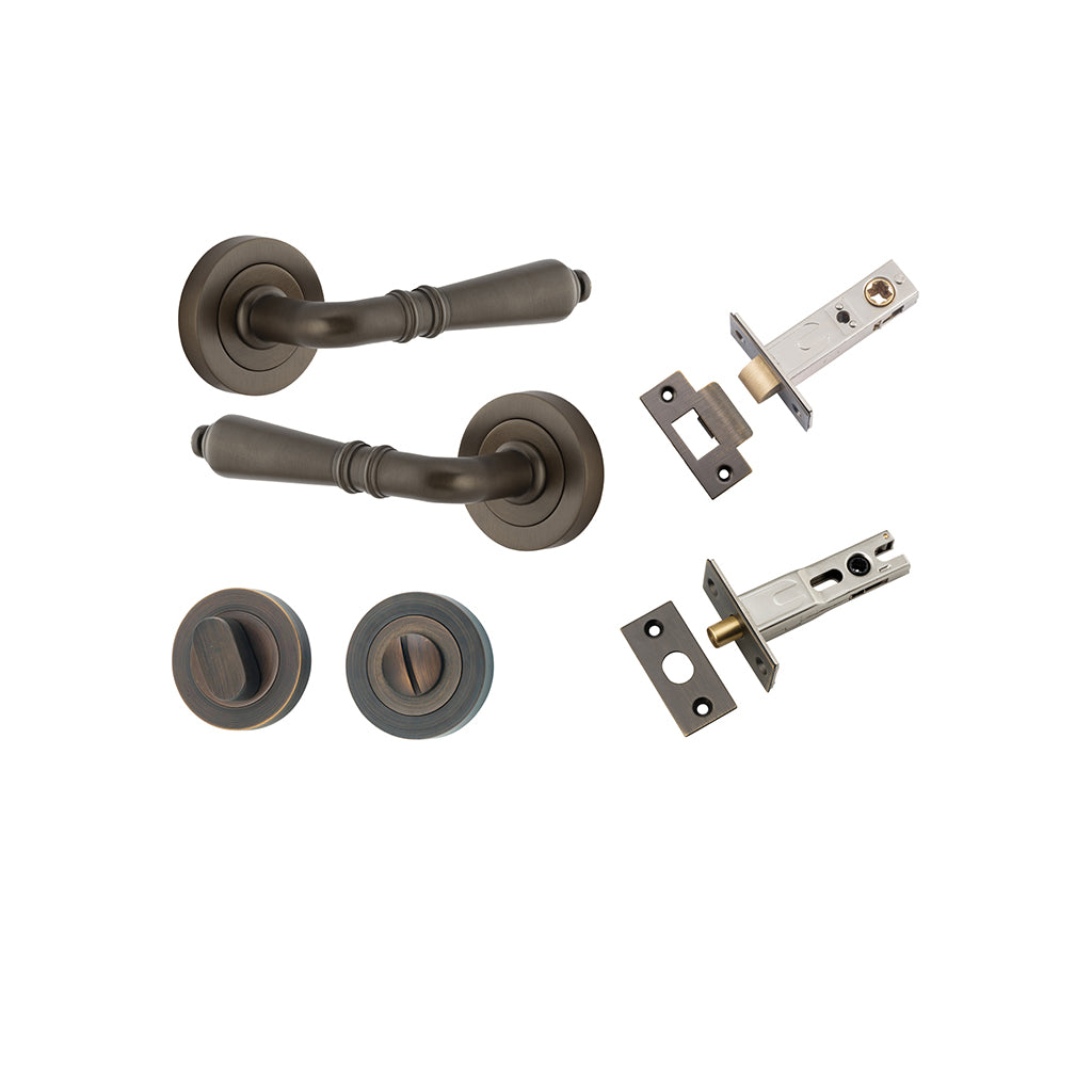 Sarlat Lever - Round Rose Signature Brass / Privacy / Separate Privacy Kit