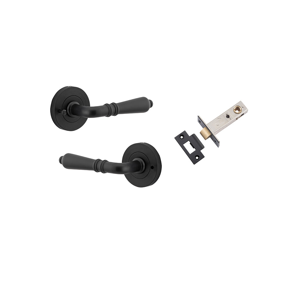 Sarlat Lever - Round Rose Matt Black / Privacy / Inbuilt Privacy Kit