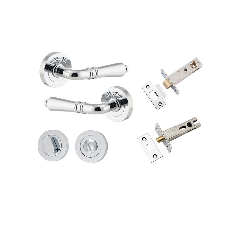 Sarlat Lever - Round Rose Polished Chrome / Privacy / Separate Privacy Kit