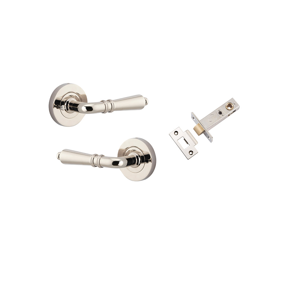 Sarlat Lever - Round Rose Polished Nickel / Privacy / Inbuilt Privacy Kit