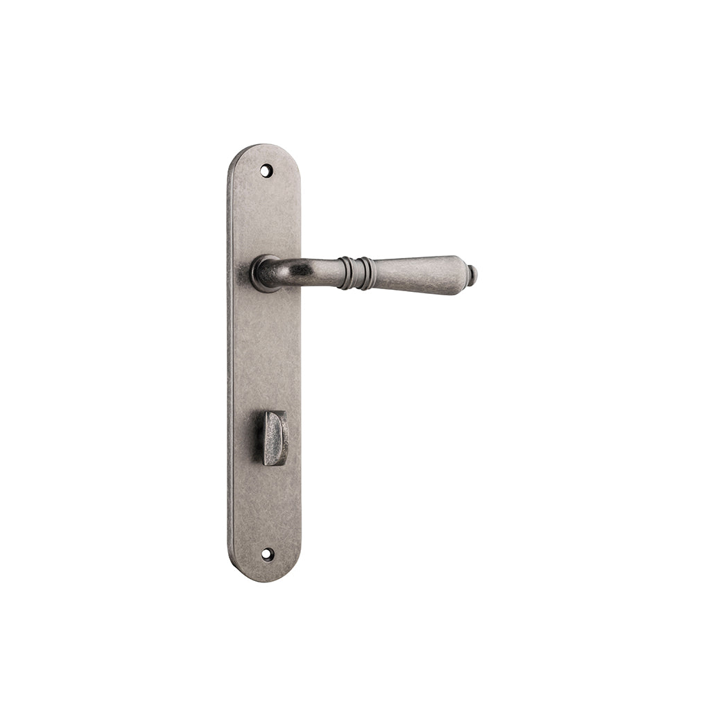 Sarlat Lever - Oval Backplate Distressed Nickel / Privacy / Lever Set Only