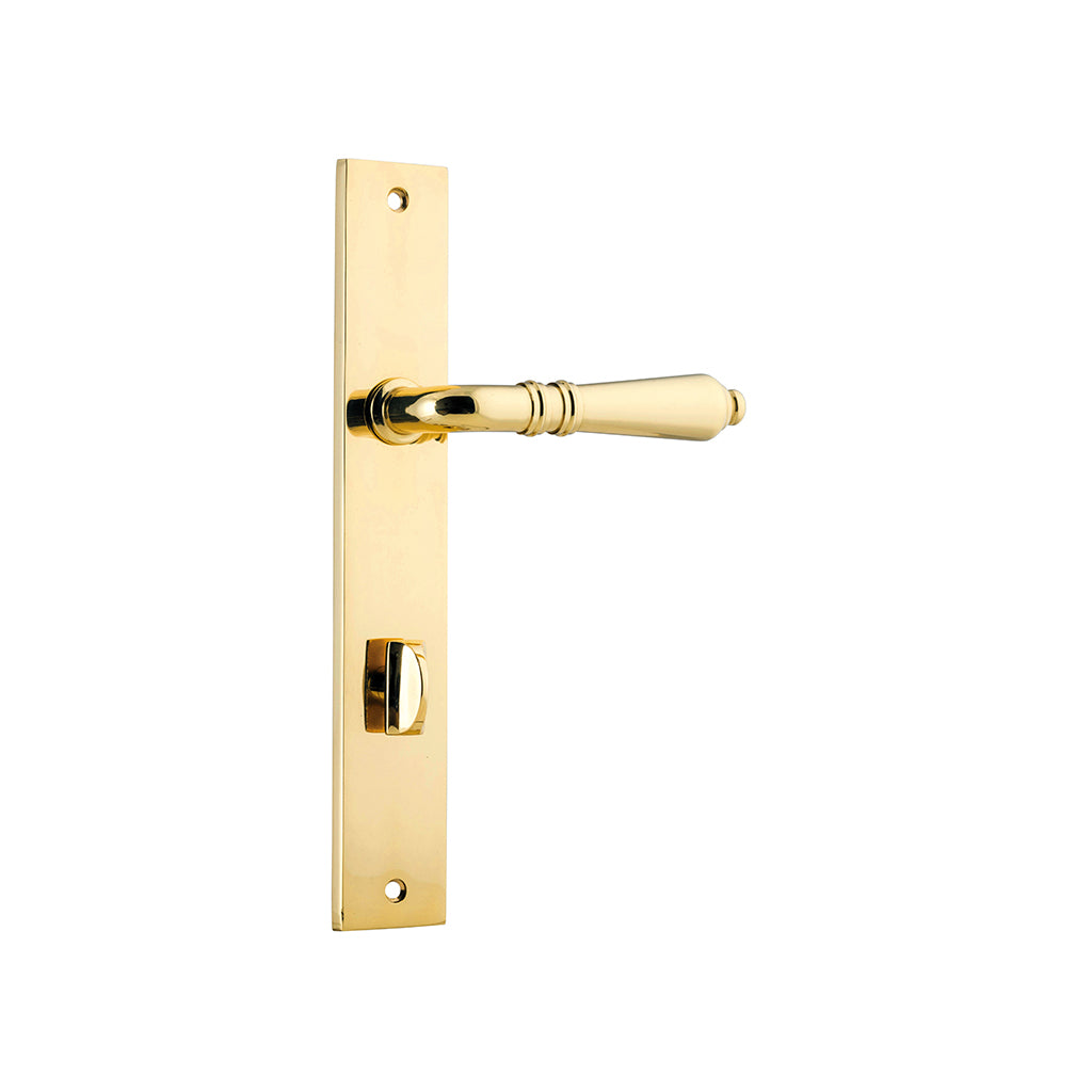 Sarlat Lever - Rectangular Backplate Polished Brass / Privacy / Lever Set Only