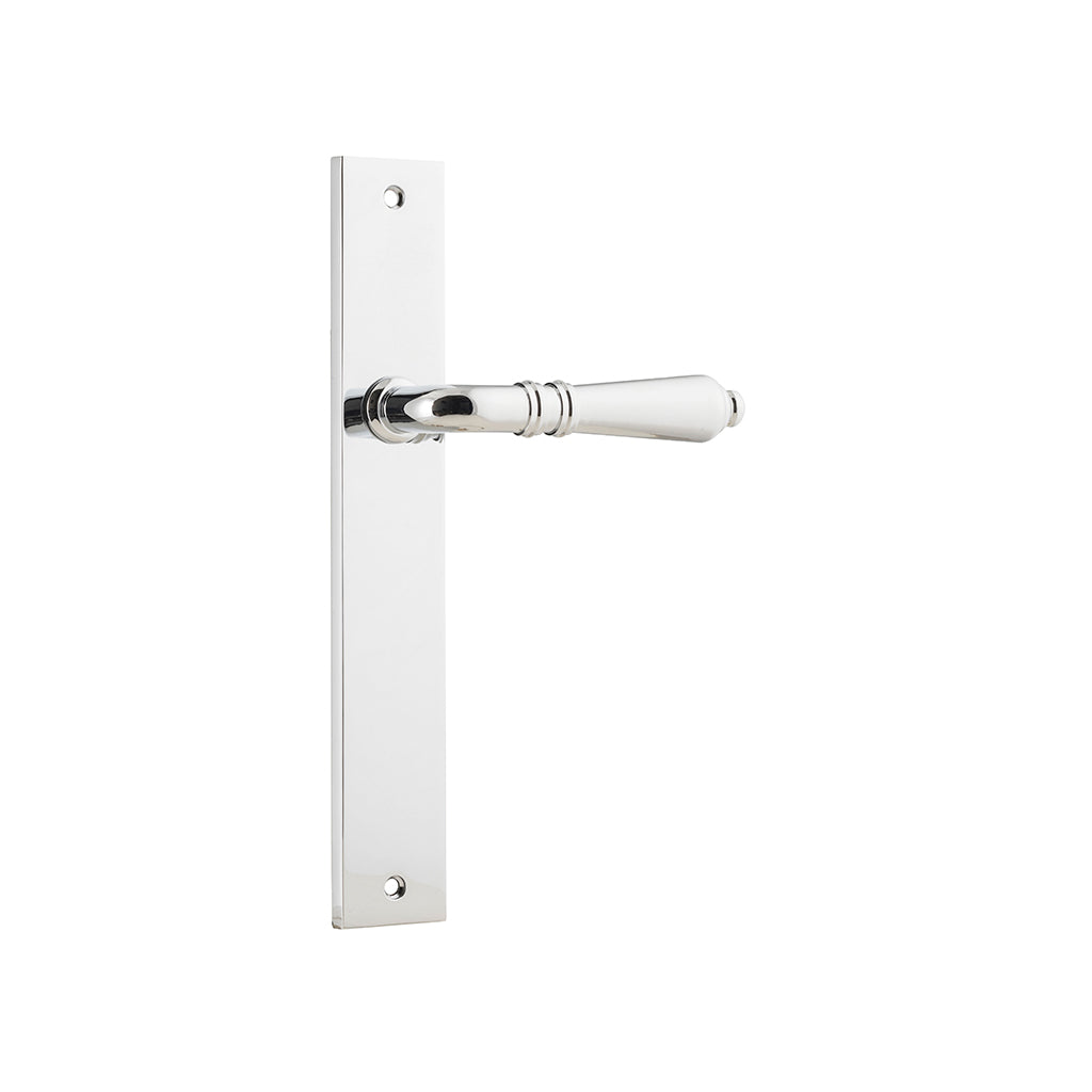Sarlat Lever - Rectangular Backplate Polished Chrome / Passage / Lever Set Only