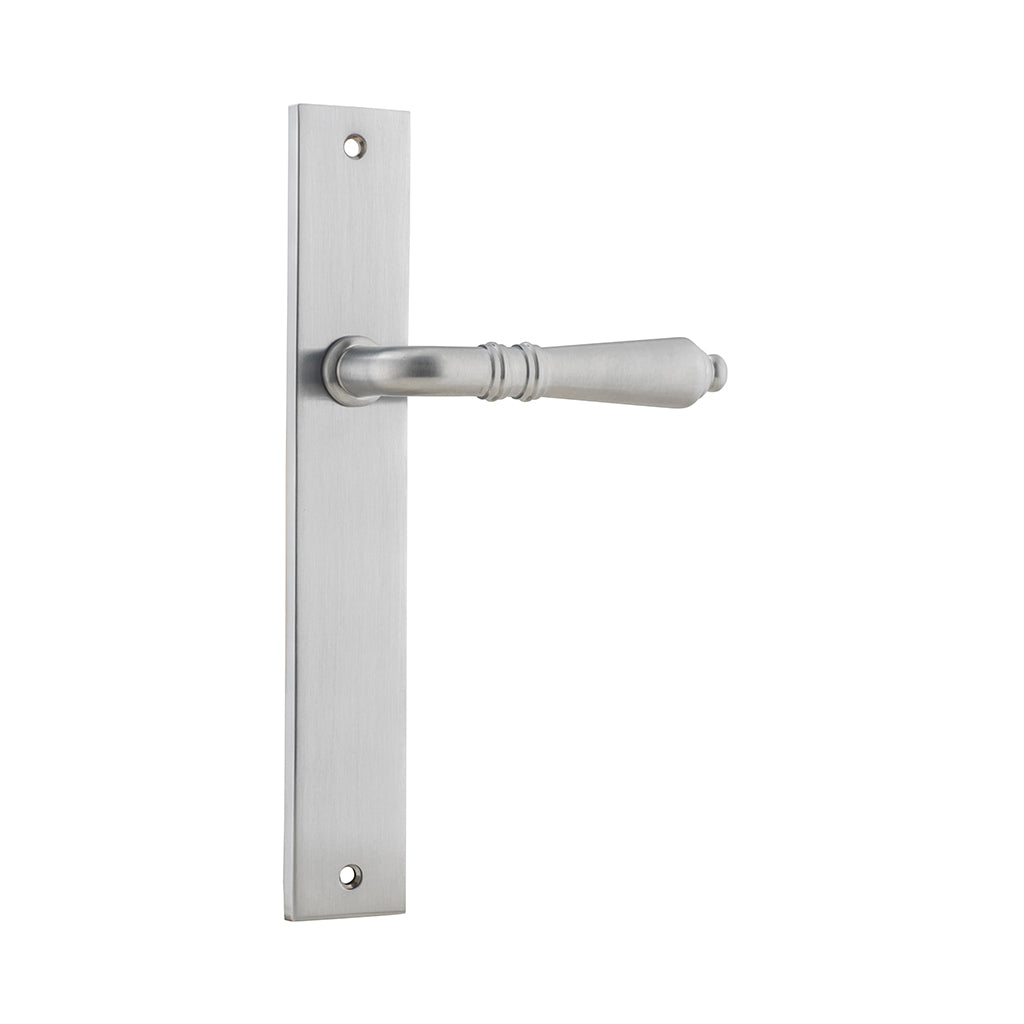 Sarlat Lever - Rectangular Backplate Brushed Chrome / Passage / Lever Set Only
