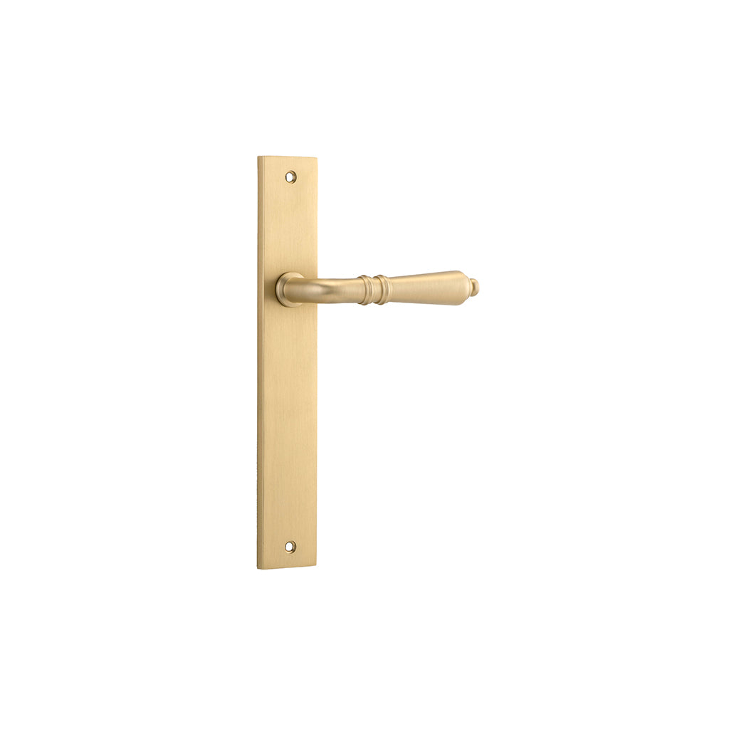 Sarlat Lever - Rectangular Backplate Brushed Brass / Passage / Lever Set Only