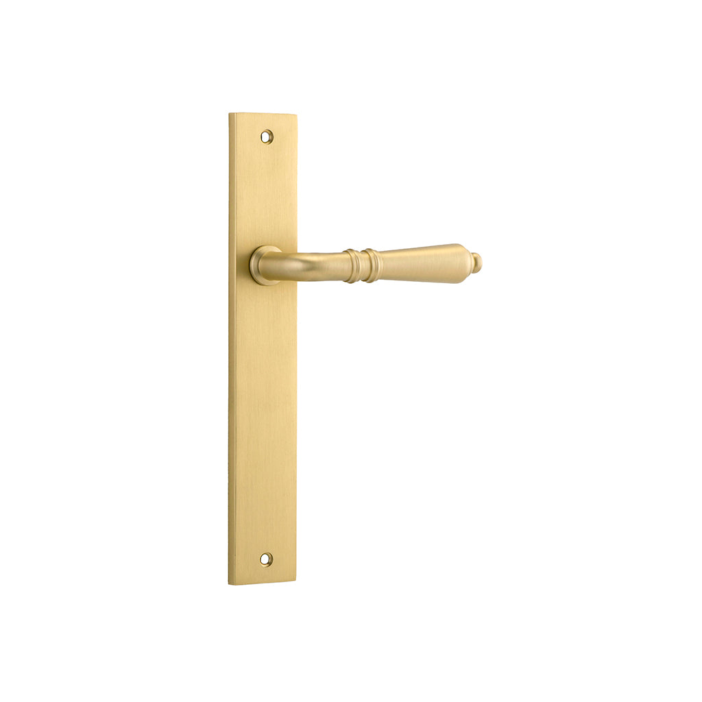 Sarlat Lever - Rectangular Backplate Brushed Gold PVD / Passage / Lever Set Only