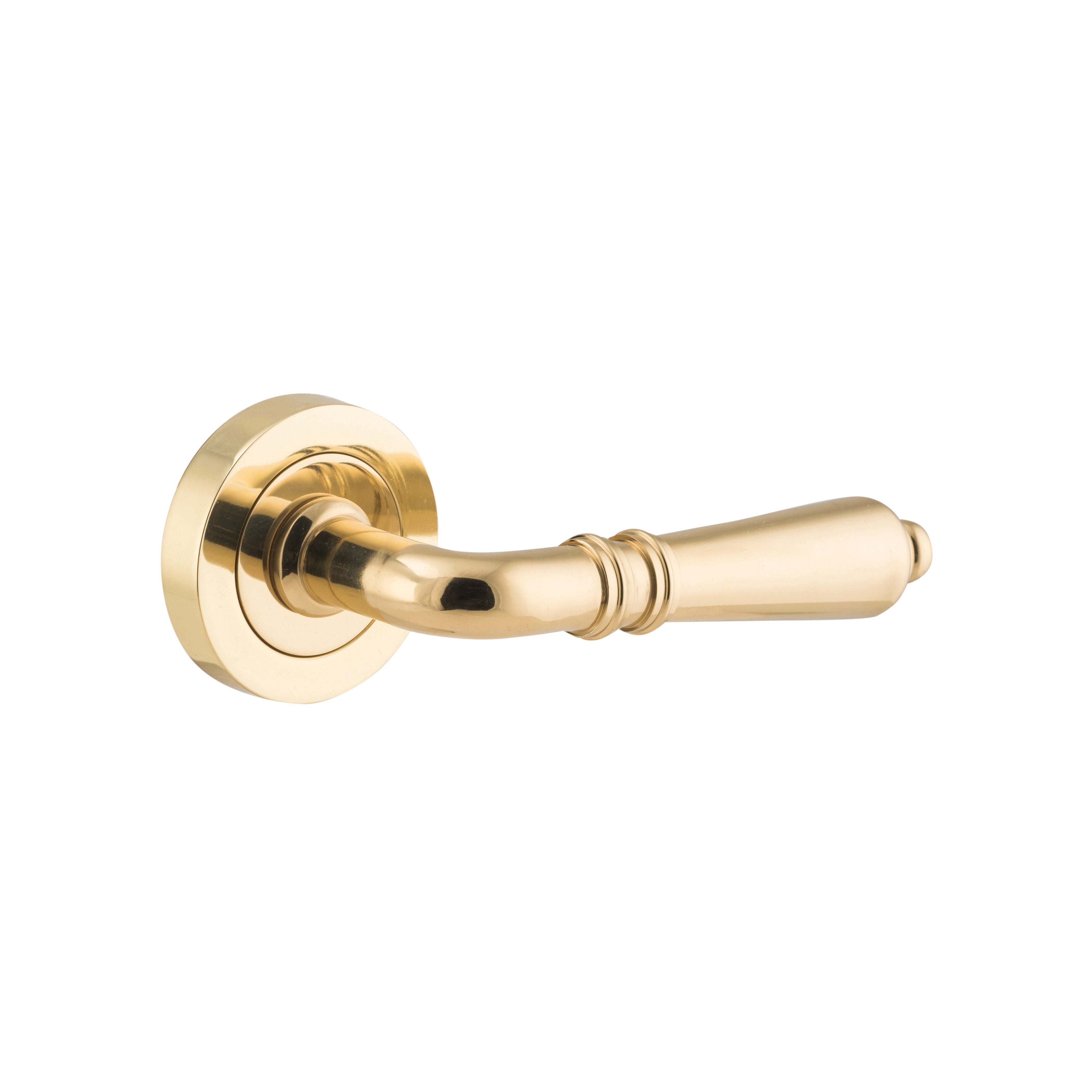 Sarlat Lever - Round Rose Polished Brass / Passage / Lever Set Only