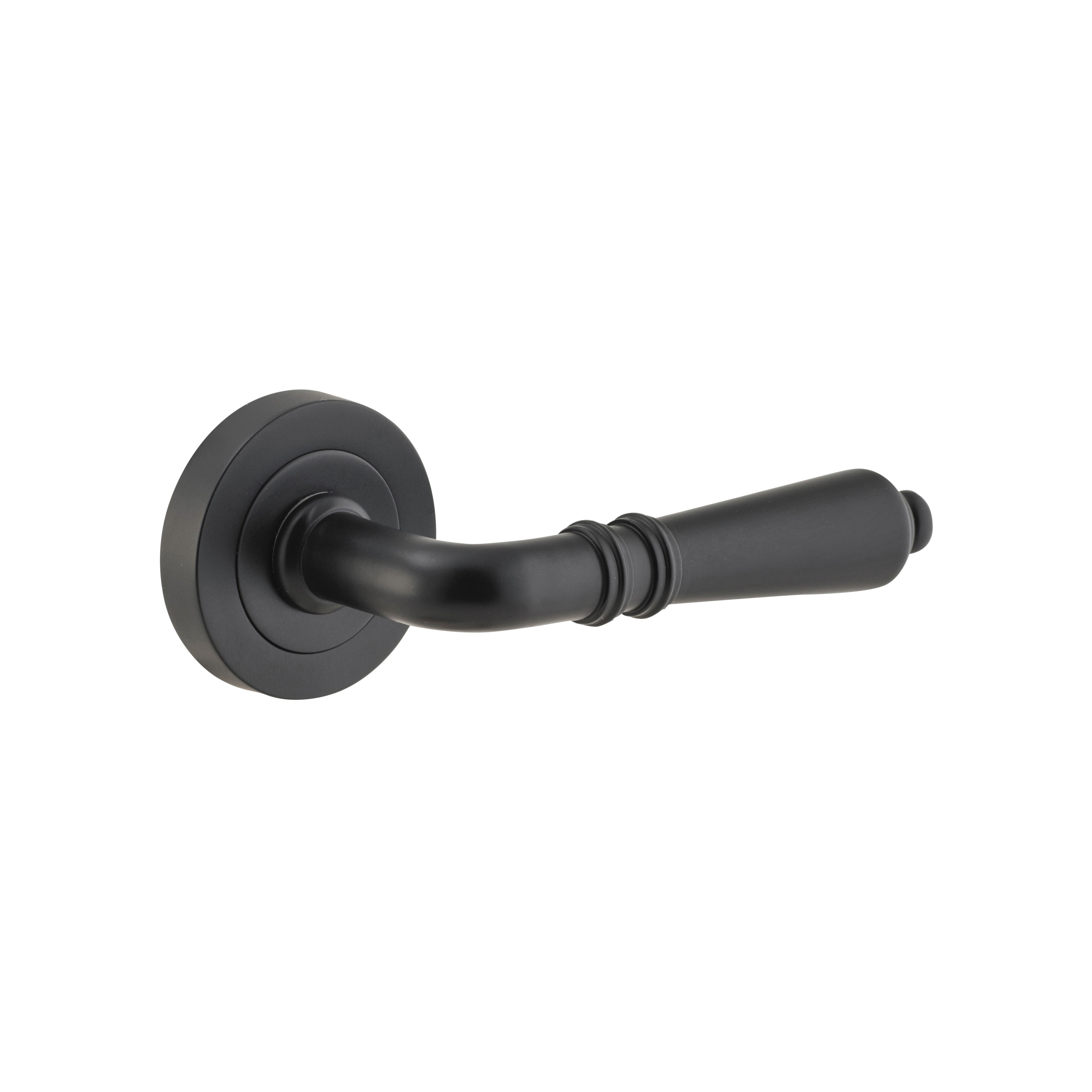 Sarlat Lever - Round Rose Matt Black / Passage / Lever Set Only