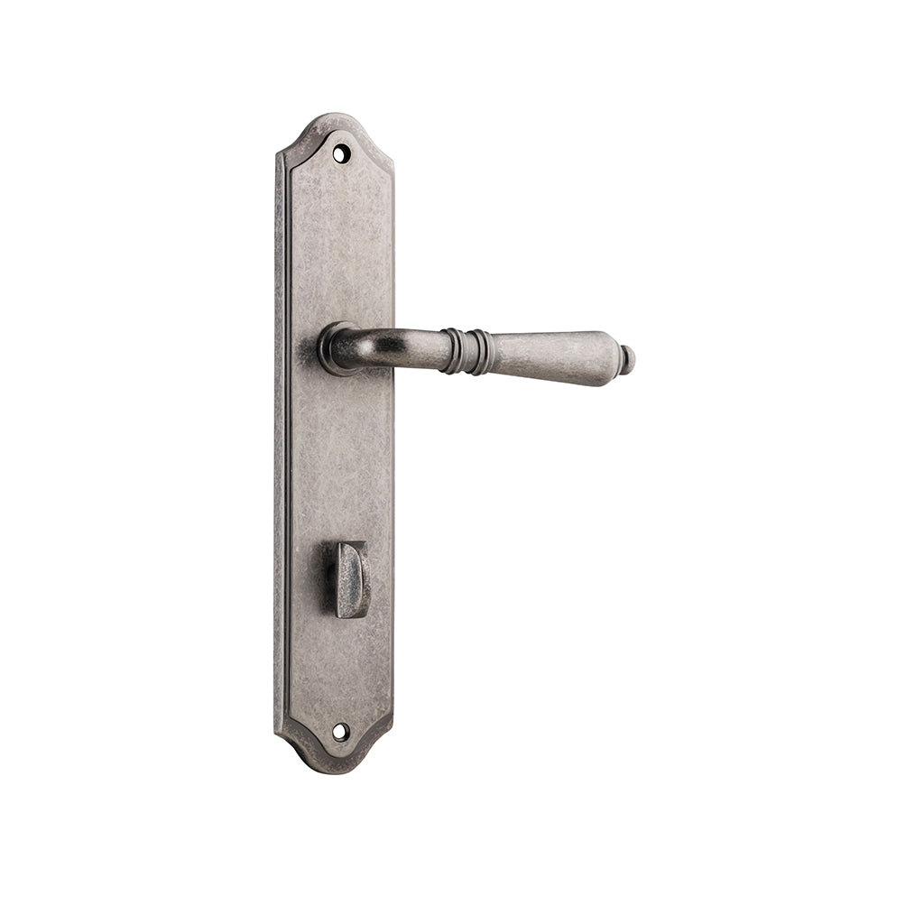 Sarlat Lever - Shouldered Backplate Distressed Nickel / Privacy / Lever Set Only