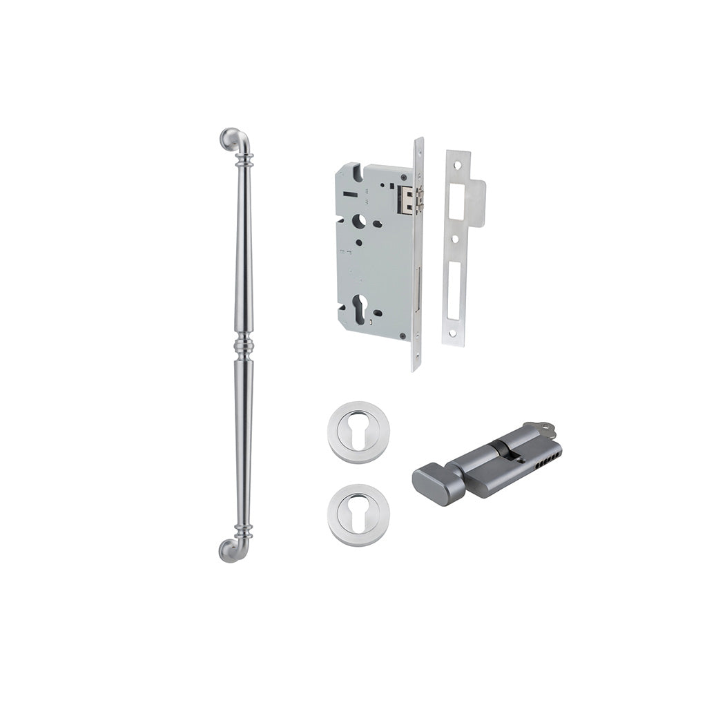 Sarlat Pull Handle Brushed Chrome / 600mm / Entrance Kit (Key-Thumb)