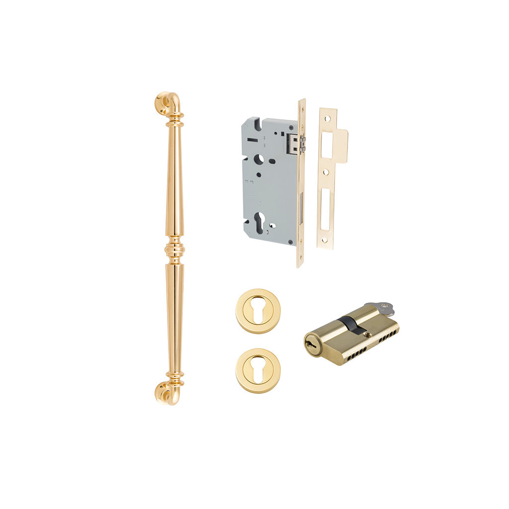 Sarlat Pull Handle Polished Brass / 450mm / Entrance Kit Dual Function (Key-Key)