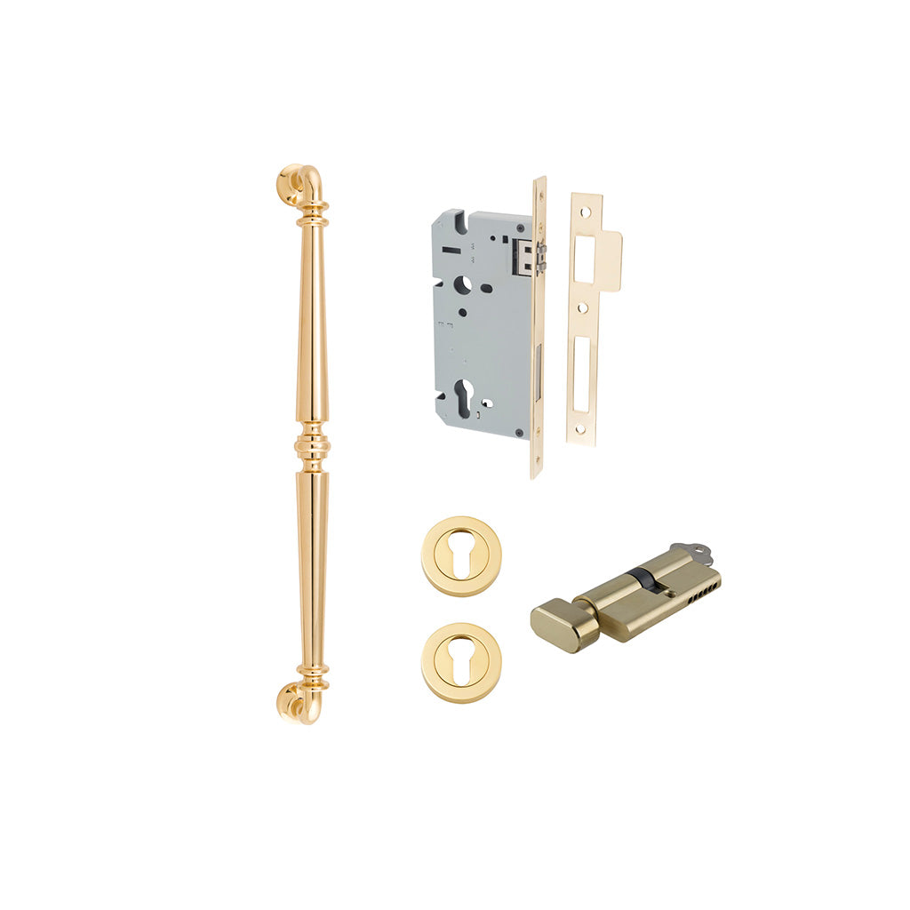 Sarlat Pull Handle Polished Brass / 450mm / Entrance Kit (Key-Thumb)