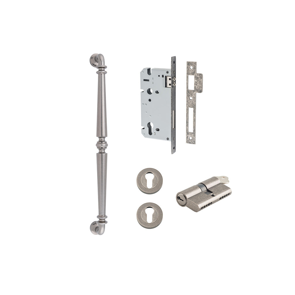 Sarlat Pull Handle Distressed Nickel / 450mm / Entrance Kit Dual Function (Key-Key)