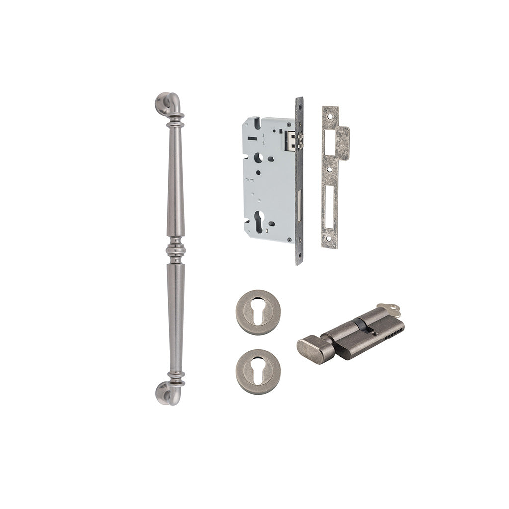 Sarlat Pull Handle Distressed Nickel / 450mm / Entrance Kit (Key-Thumb)