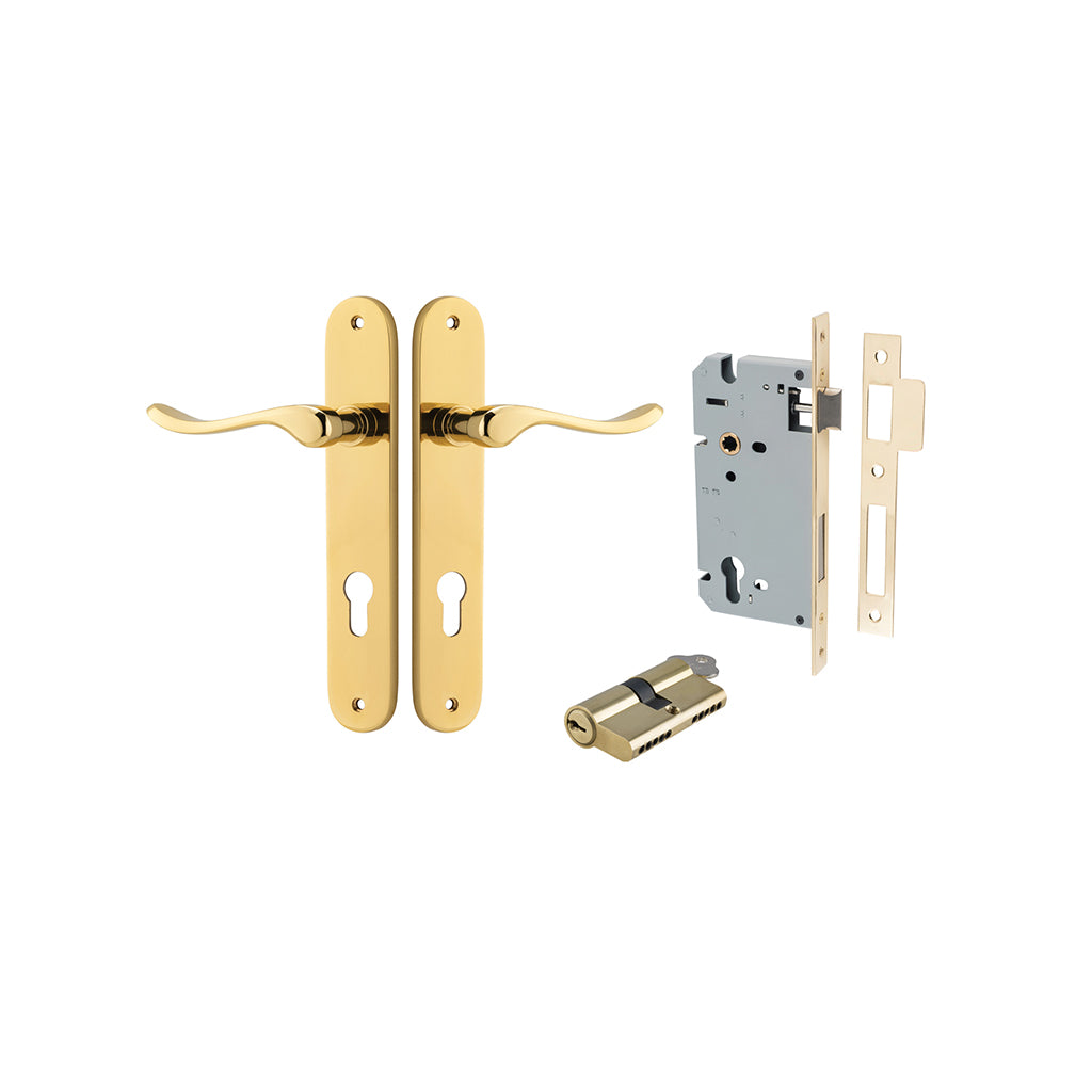 Stirling Lever - Oval Backplate Polished Brass / Entrance / Entrance Kit Dual Function (Key-Key)
