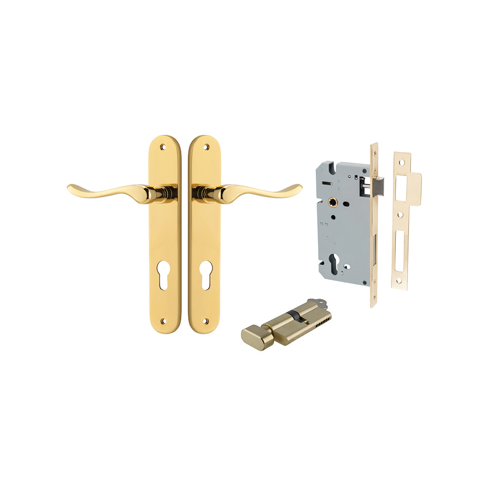 Stirling Lever - Oval Backplate Polished Brass / Entrance / Entrance Kit (Key-Thumb)