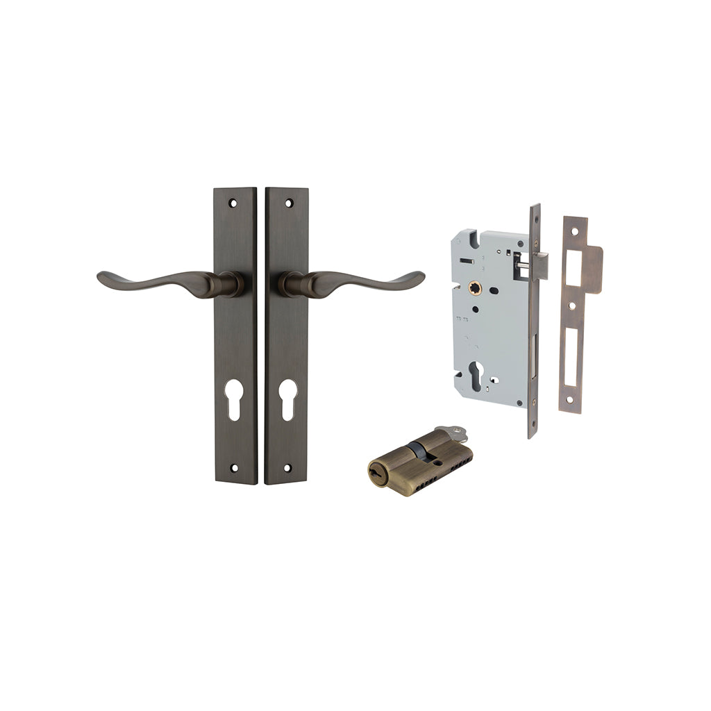 Stirling Lever - Rectangular Backplate Signature Brass / Entrance / Entrance Kit Dual Function (Key-Key)
