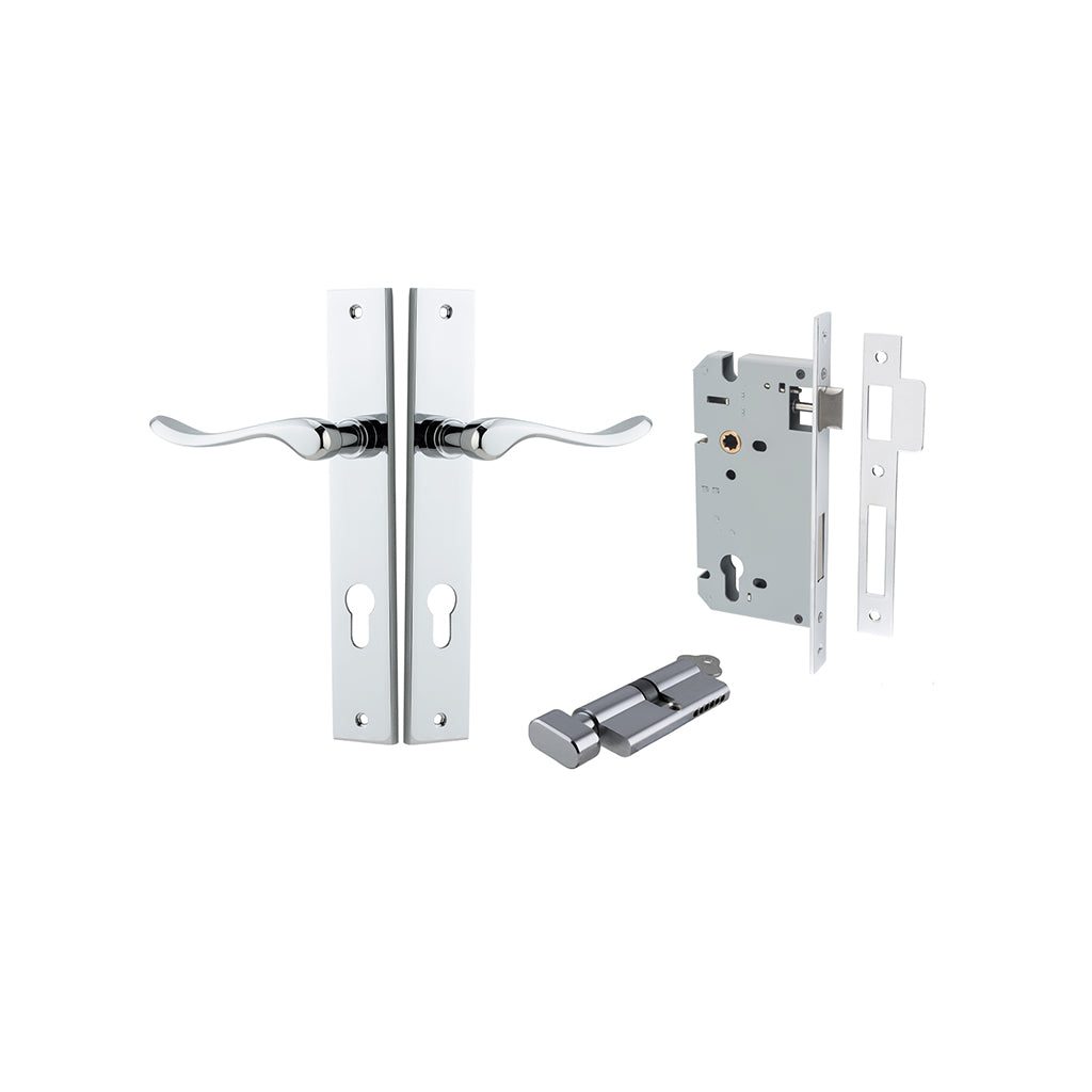 Stirling Lever - Rectangular Backplate Polished Chrome / Entrance / Entrance Kit (Key-Thumb)