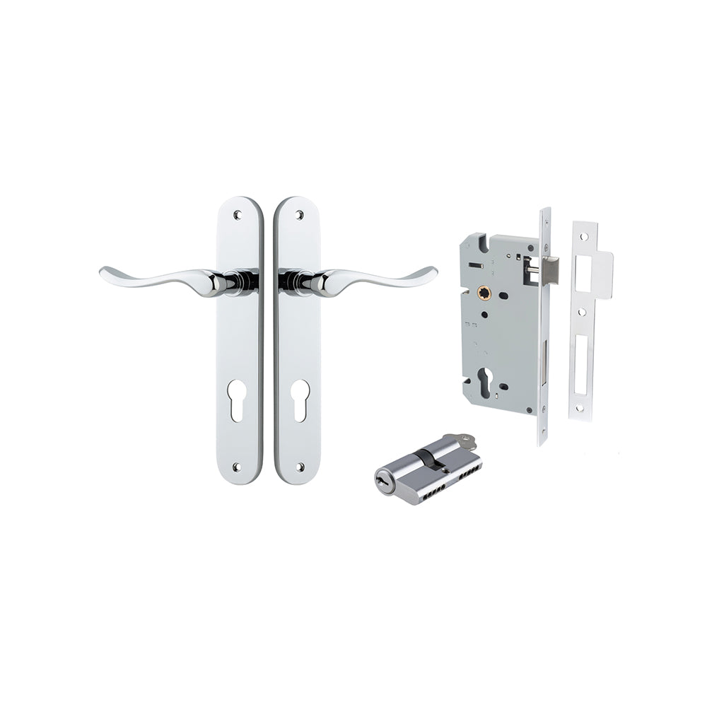 Stirling Lever - Oval Backplate Polished Chrome / Entrance / Entrance Kit Dual Function (Key-Key)