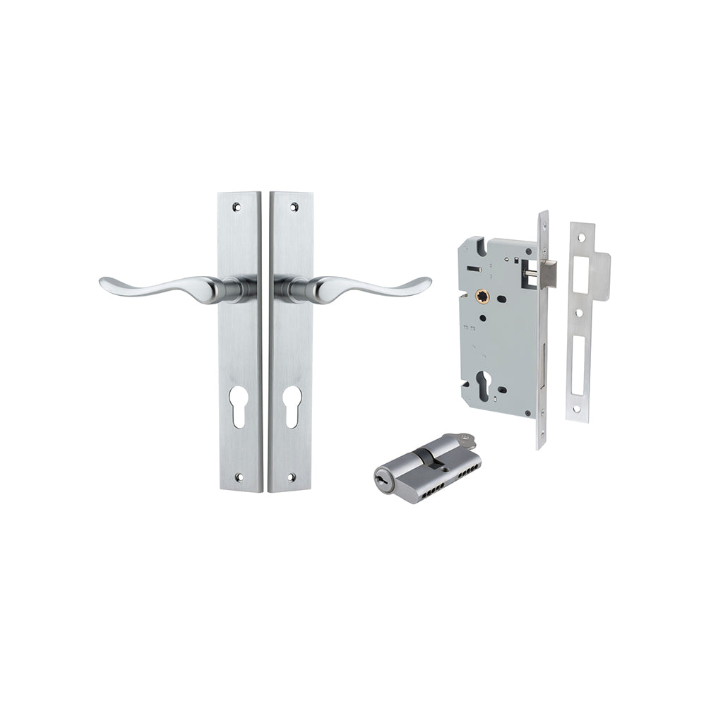 Stirling Lever - Rectangular Backplate Brushed Chrome / Entrance / Entrance Kit Dual Function (Key-Key)