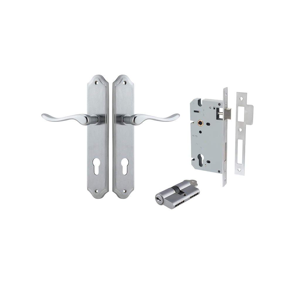 Stirling Lever - Shouldered Backplate Brushed Chrome / Entrance / Entrance Kit Dual Function (Key-Key)