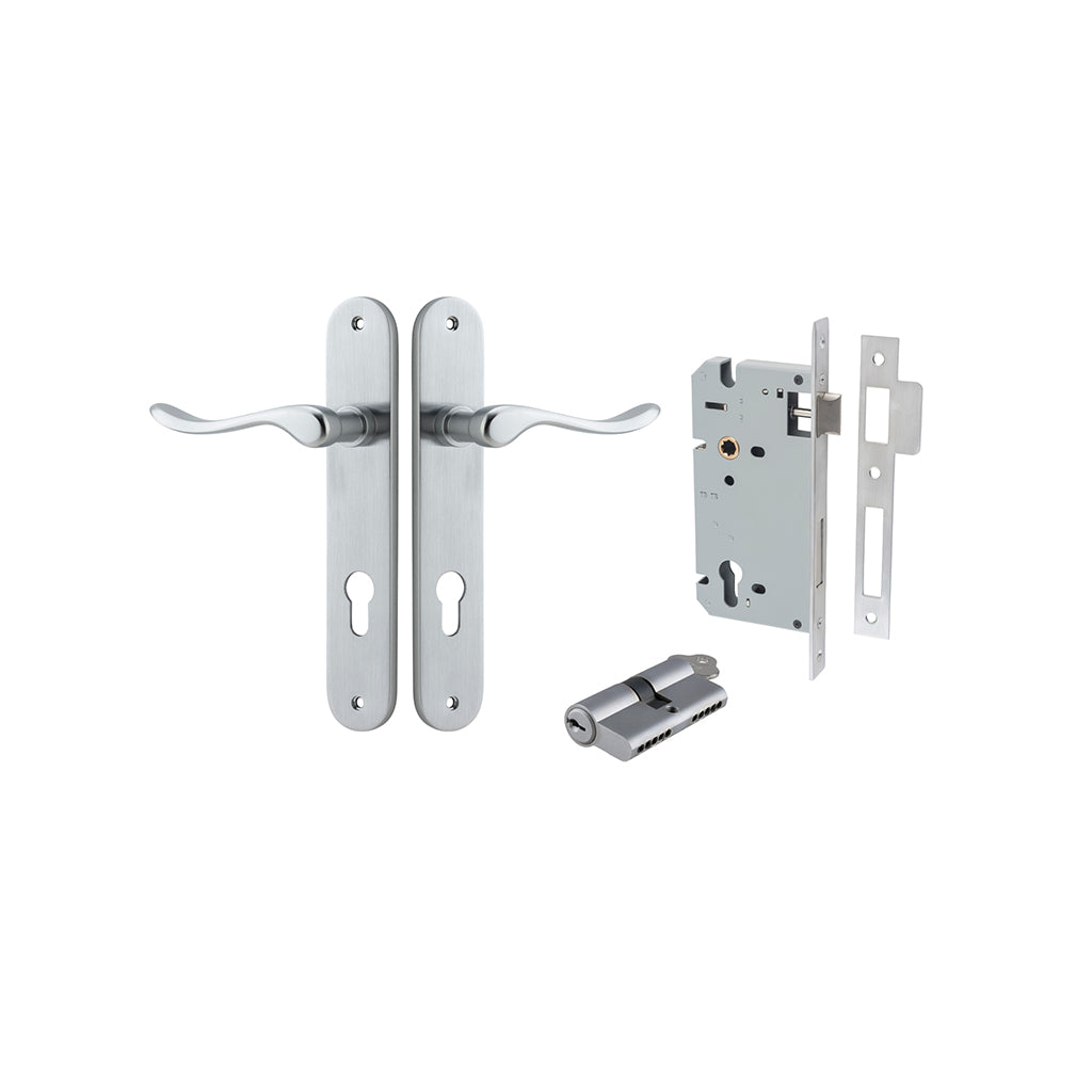 Stirling Lever - Oval Backplate Brushed Chrome / Entrance / Entrance Kit Dual Function (Key-Key)