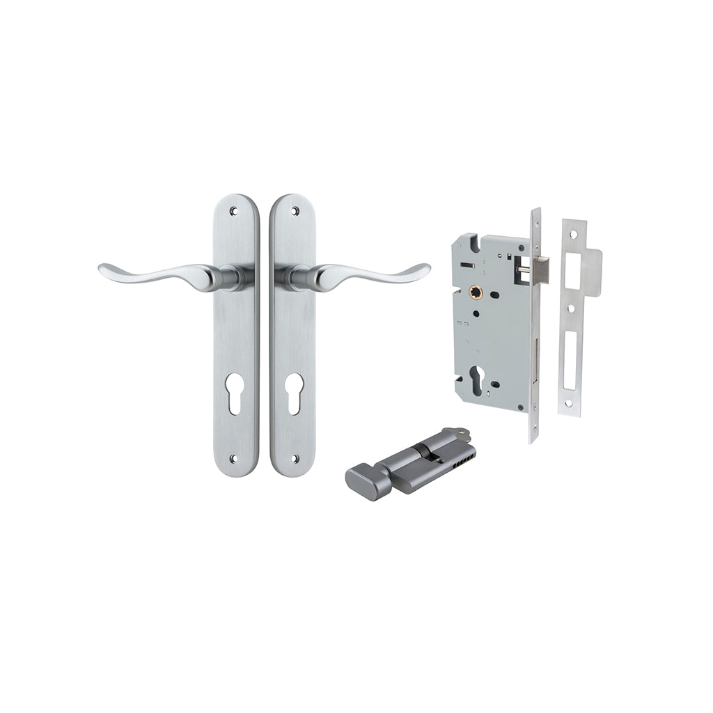 Stirling Lever - Oval Backplate Brushed Chrome / Entrance / Entrance Kit (Key-Thumb)