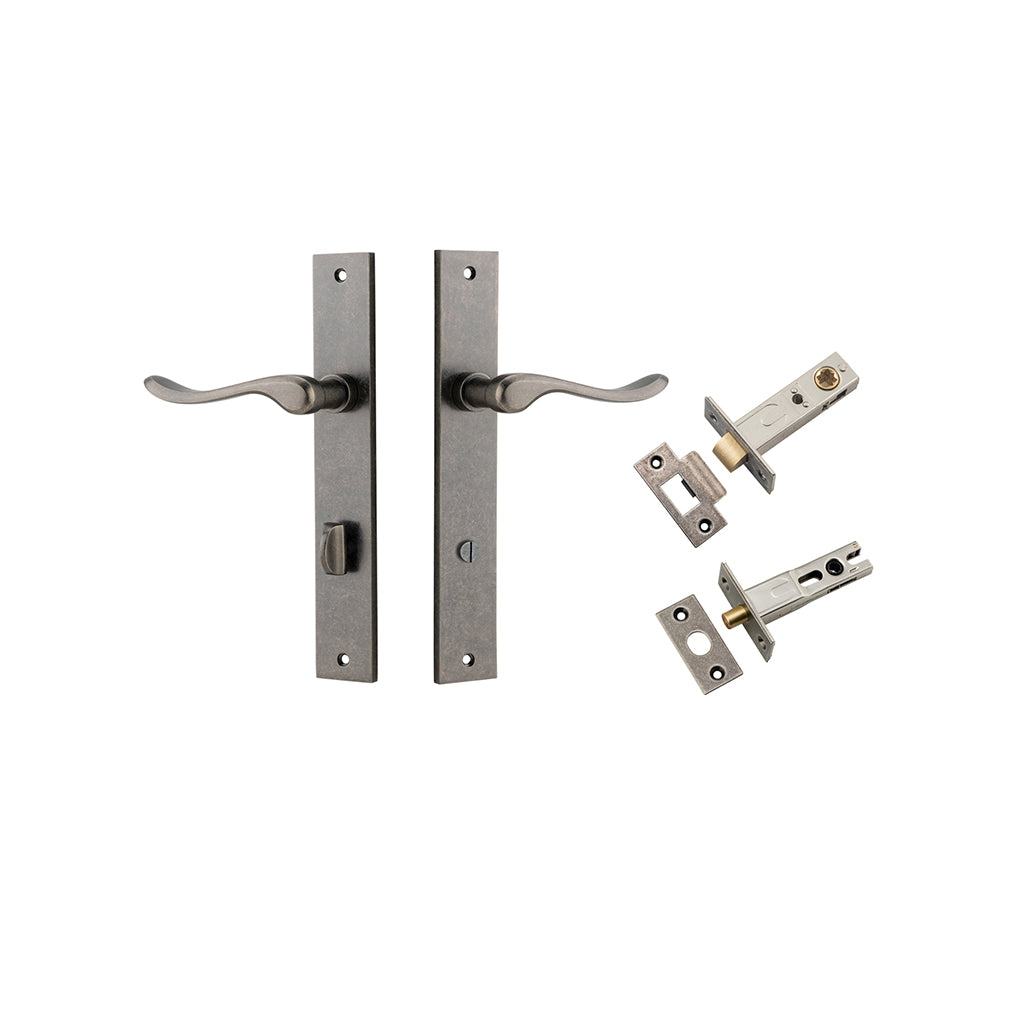 Stirling Lever - Rectangular Backplate Distressed Nickel / Privacy / Separate Privacy Kit