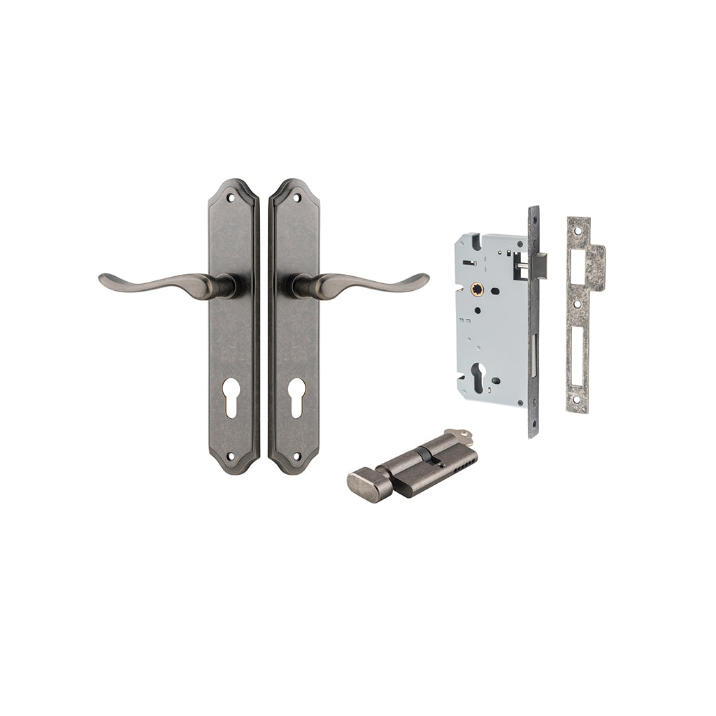 Stirling Lever - Shouldered Backplate Distressed Nickel / Entrance / Entrance Kit (Key-Thumb)