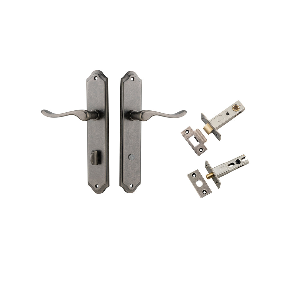Stirling Lever - Shouldered Backplate Distressed Nickel / Privacy / Separate Privacy Kit
