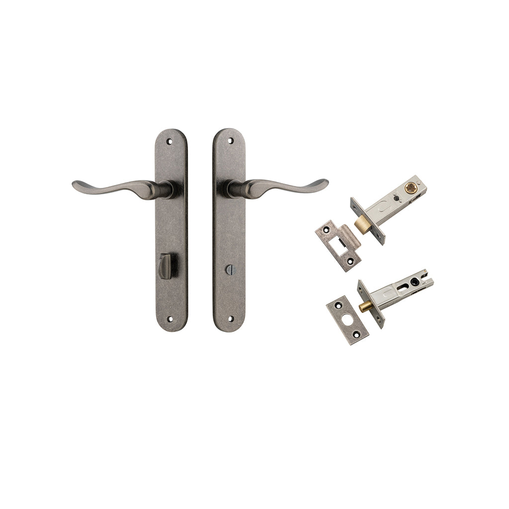 Stirling Lever - Oval Backplate Distressed Nickel / Privacy / Separate Privacy Kit