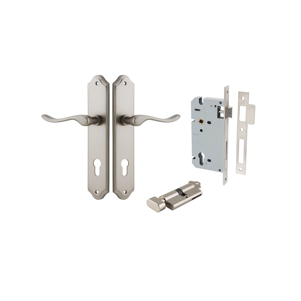 Stirling Lever - Shouldered Backplate Satin Nickel / Entrance / Entrance Kit (Key-Thumb)