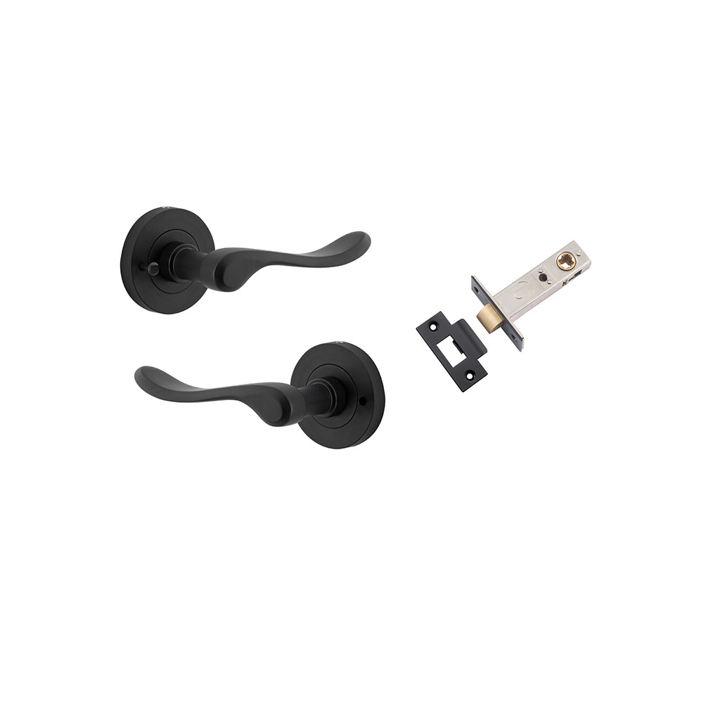 Stirling Lever - Round Rose Matt Black / Privacy / Inbuilt Privacy Kit