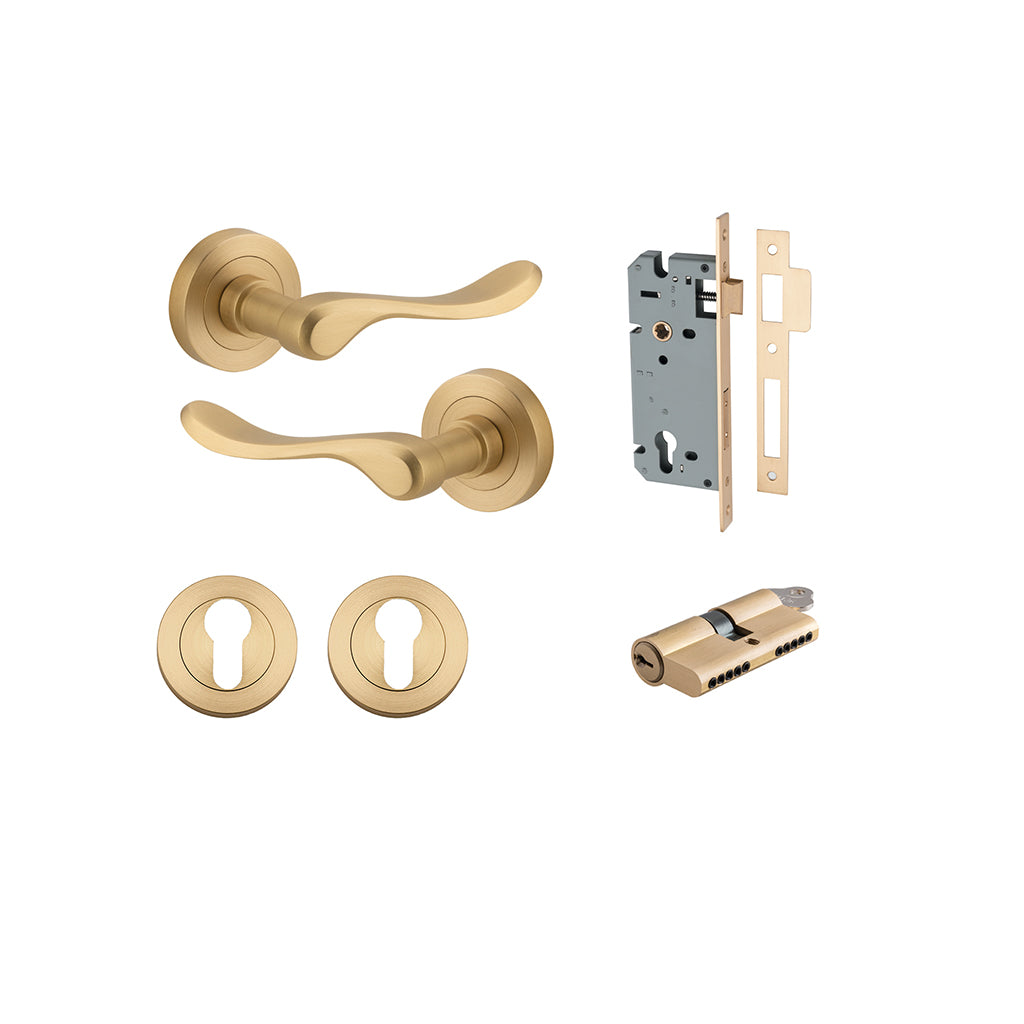 Stirling Lever - Round Rose Brushed Brass / Entrance / Entrance Kit Dual Function (Key-Key)