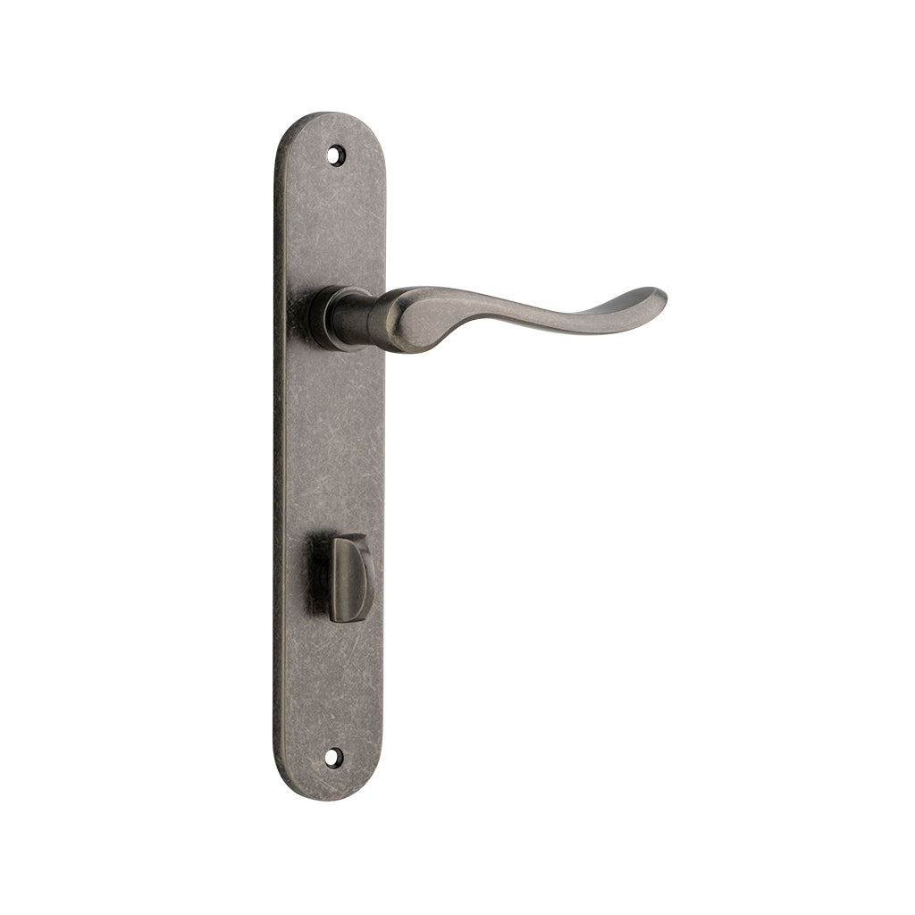 Stirling Lever - Oval Backplate Distressed Nickel / Privacy / Lever Set Only