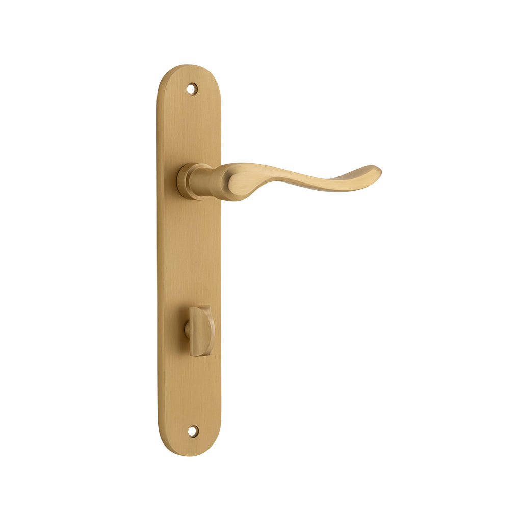Stirling Lever - Oval Backplate Brushed Brass / Privacy / Lever Set Only