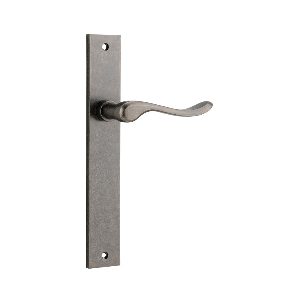 Stirling Lever - Rectangular Backplate Distressed Nickel / Passage / Lever Set Only